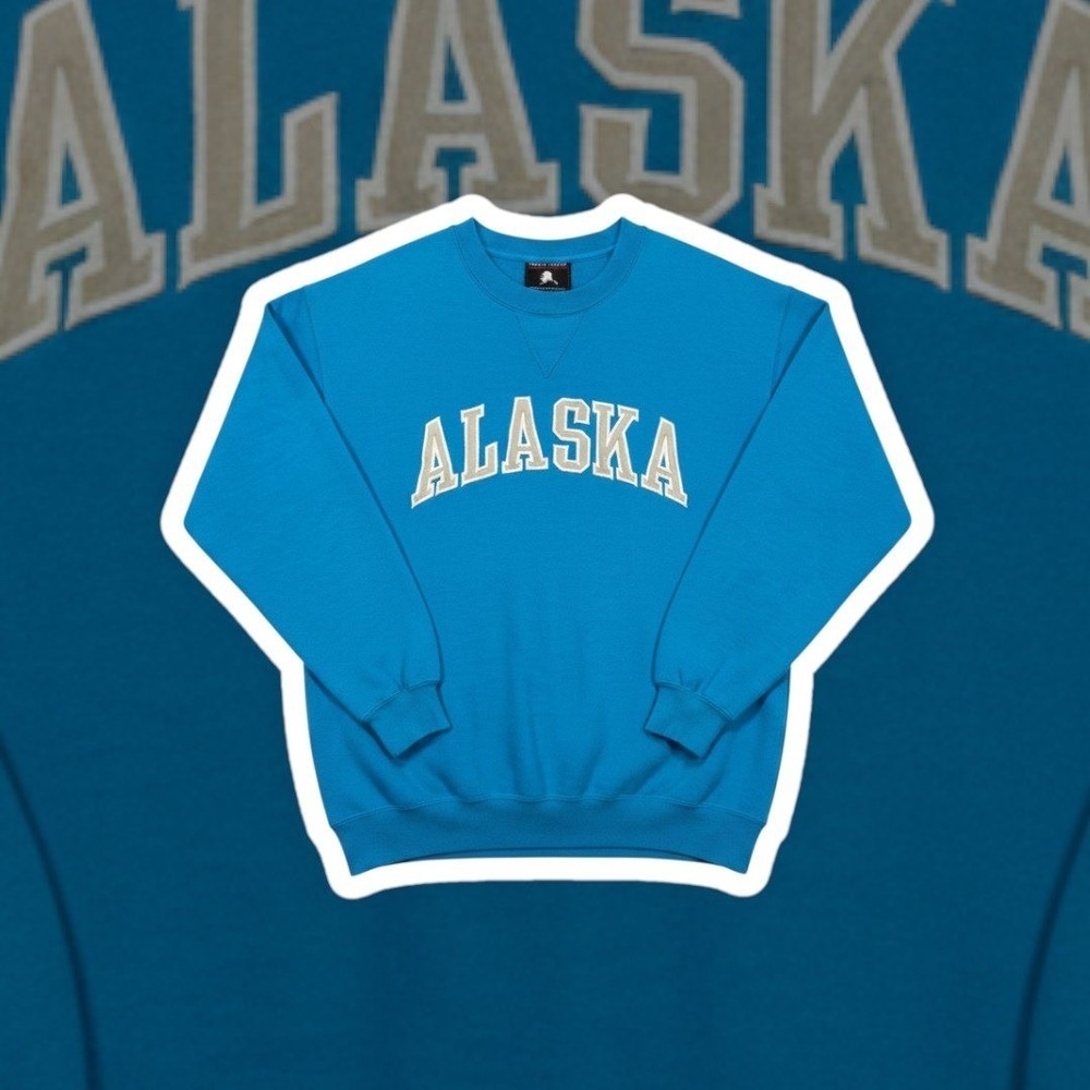 Artic Circle Alaska Graphic Sweatshirt M Light Blue Crew Neck Pullover
